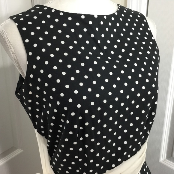 Karen Warren Black Linen Polka Dot Belted Dress - Picture 5 of 10